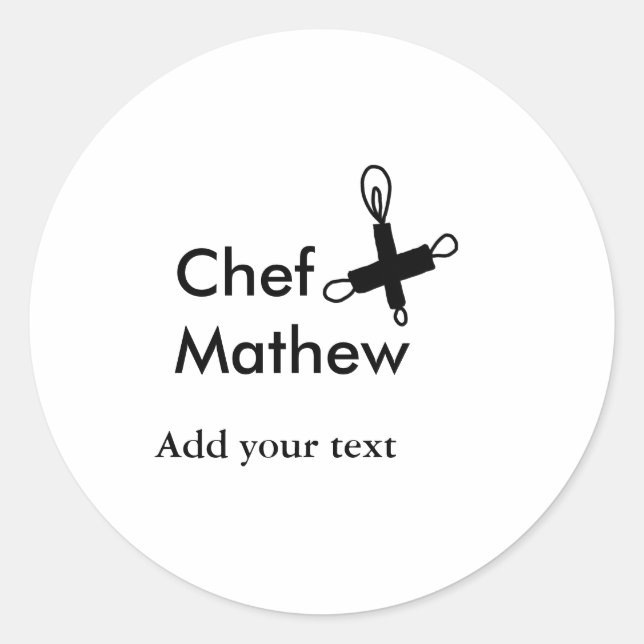 Adesivo Chef cozinheiro adiciona nome SMS homens padaria d (Frente)
