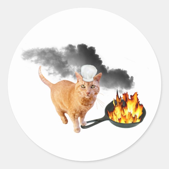 Adesivo Chef de Gato com Pan-Stickers (Frente)