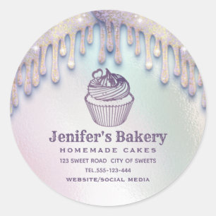 Adesivo Chef de padaria de cupcake holográfico moderno