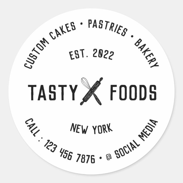 Adesivo Chef de padaria duas palavras Nome Comida de logot (Frente)