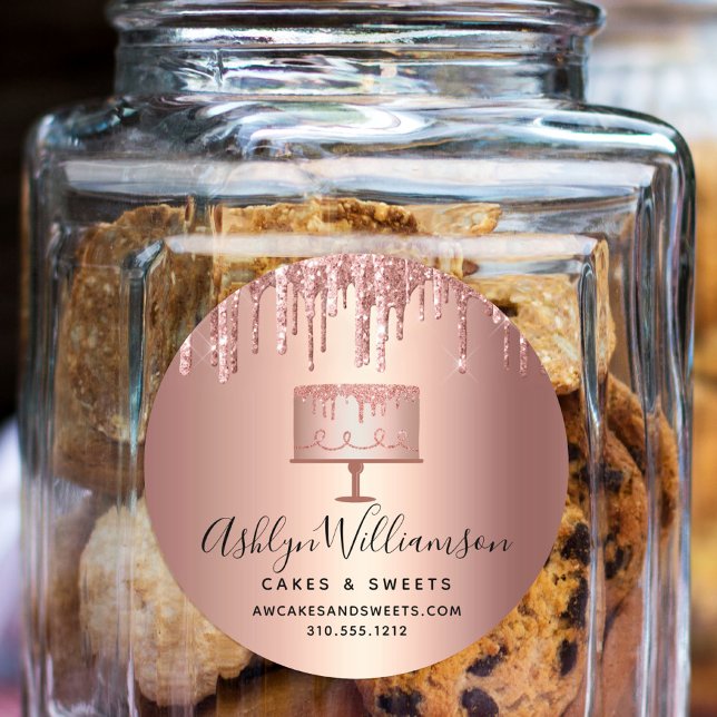 Adesivo Chef de pastelaria de Rosa de bolos Dourada de cob (Criador carregado)