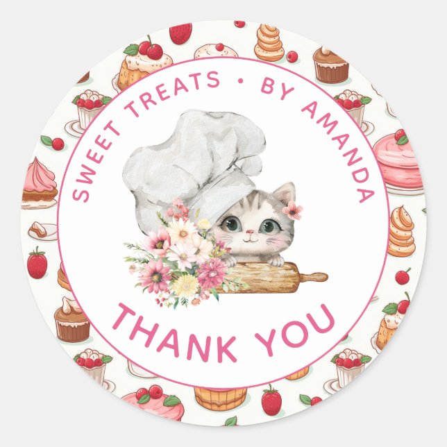 Adesivo Chef Kitten Bakery Thank you (Frente)