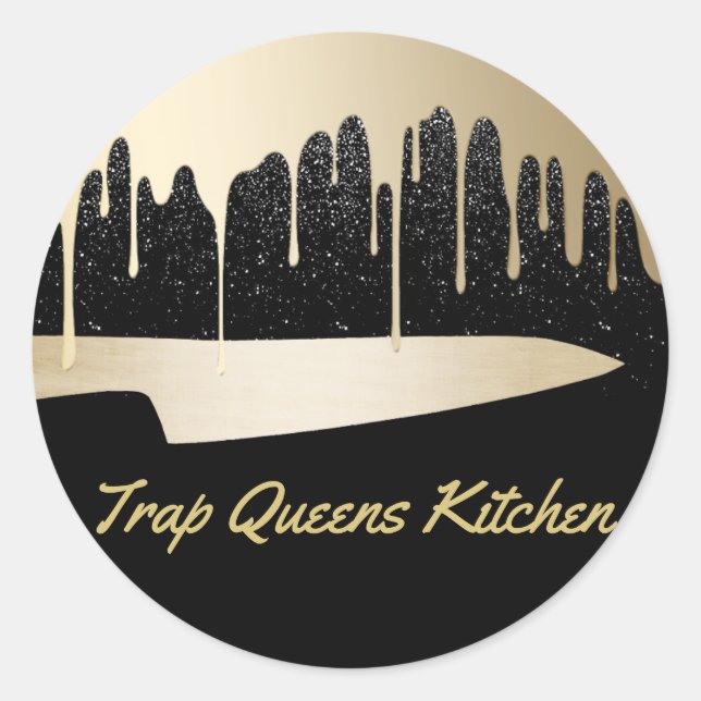 Adesivo Chef Knife Catering Restaurante Moderno Preto e Do (Frente)