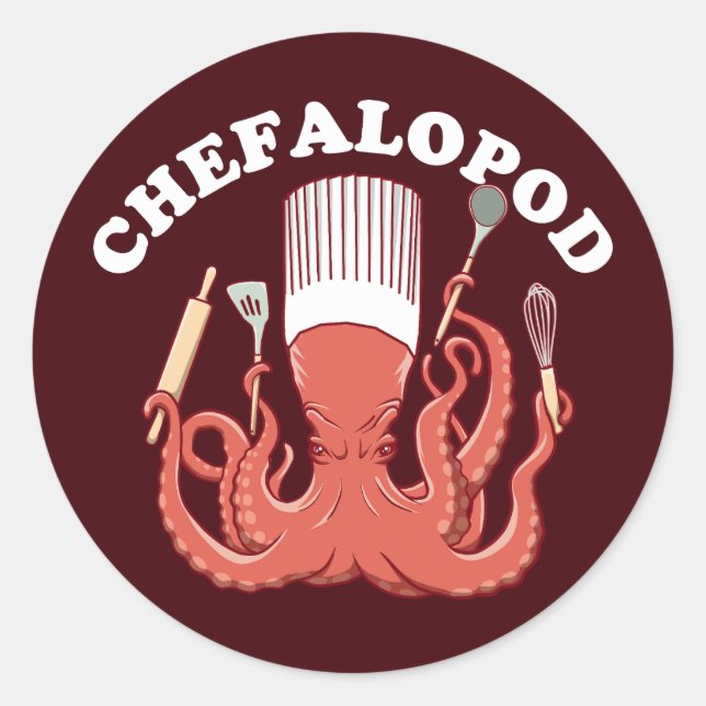 Adesivo Chefalopod | Octopus Chef Funny Pun (Frente)