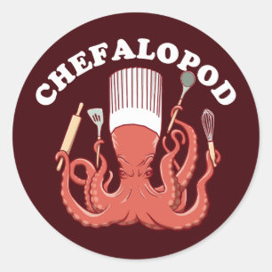 Adesivo Chefalopod   Octopus Chef Funny Pun