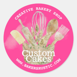 Adesivo chefe de pastelaria da Pink Neon Bakery