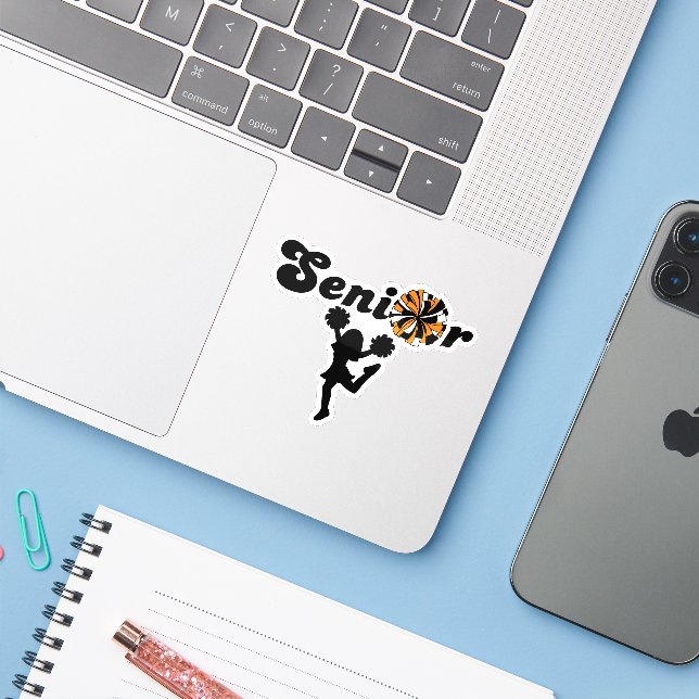 Adesivo Chefe de Torcida Laranja e Preto Pom Poms (Notebook com iPhone)