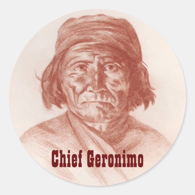 Adesivo Chefe Gerônimo, retrato histórico indiano Apache (Frente)