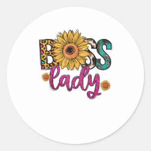 Adesivo Chefe Lady Sunflower Leopard Cow Impressão Empower