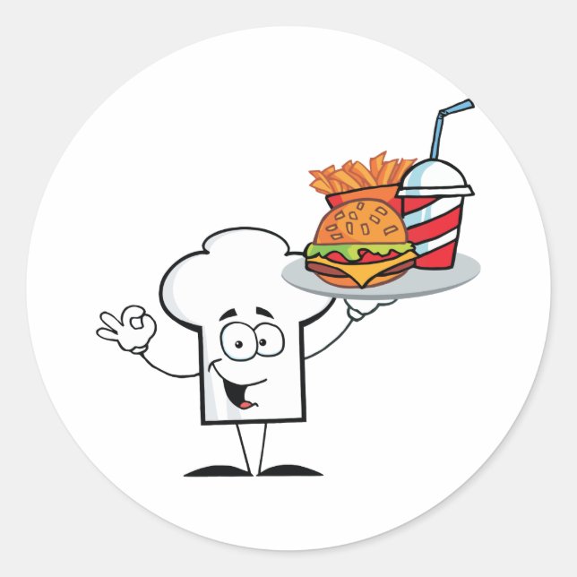 Adesivo Chefs Titular de Caráter Chat Plate Of Hamburger (Frente)