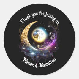 Adesivo Cheio lua estrelada céu azul magenta celestial