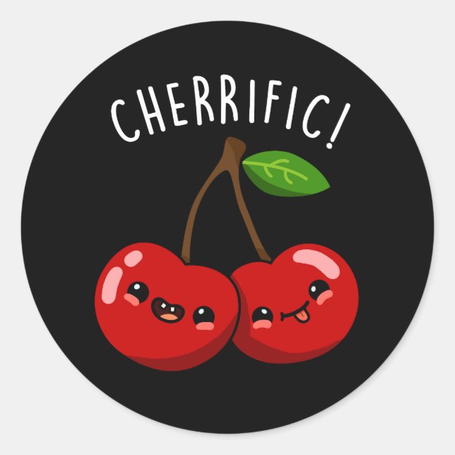 Adesivo Cherrific Funny Red Cherry Pun Dark BG (Frente)