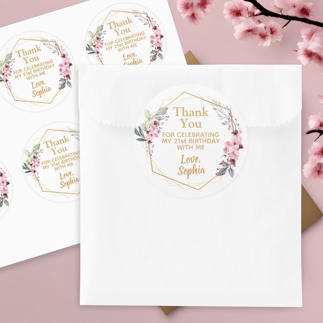 Adesivo Cherry Blossom aniversário de 21 anos Obrigado Sti (Say Thank You in Style with Sakura Elegance! 🌸🌟)
