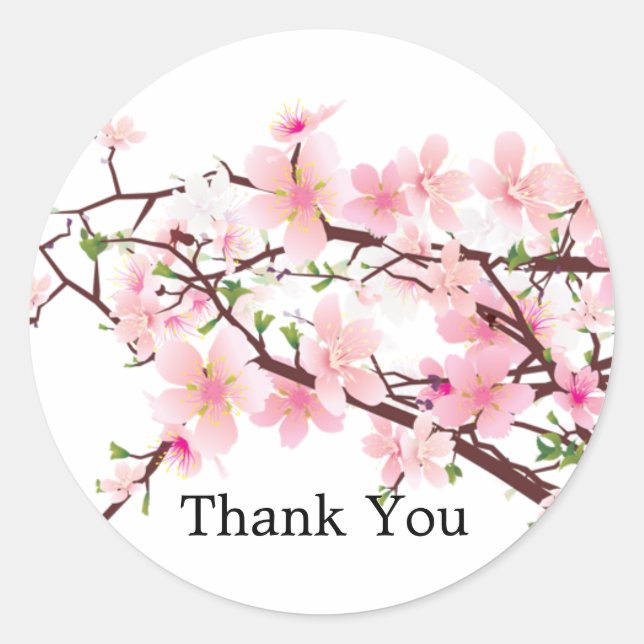 Adesivo Cherry Blossom Casamento Obrigado Favor Sticker (Frente)
