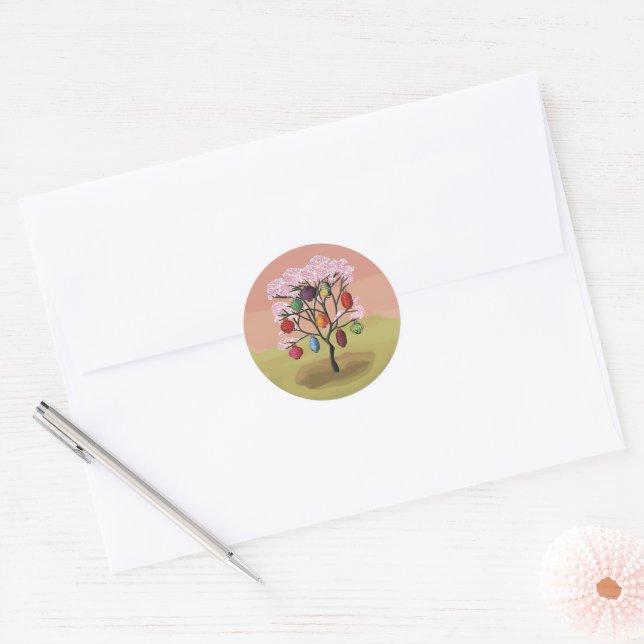 Adesivo Cherry Blossom com lanternas de papel orientais (Envelope)