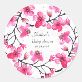 Adesivo Cherry Blossom, Flores Rosa, Chá de fraldas Garota