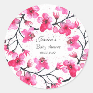 Adesivo Cherry Blossom, Flores Rosa, Chá de fraldas Garota
