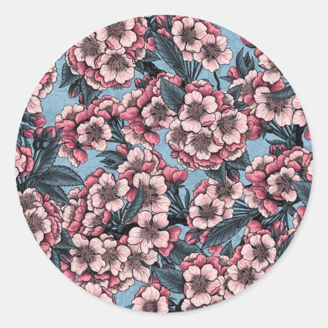 Adesivo Cherry blossom in pink and blue (Frente)