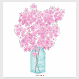 Adesivo Cherry Blossoms Twigs no Jar de Canning