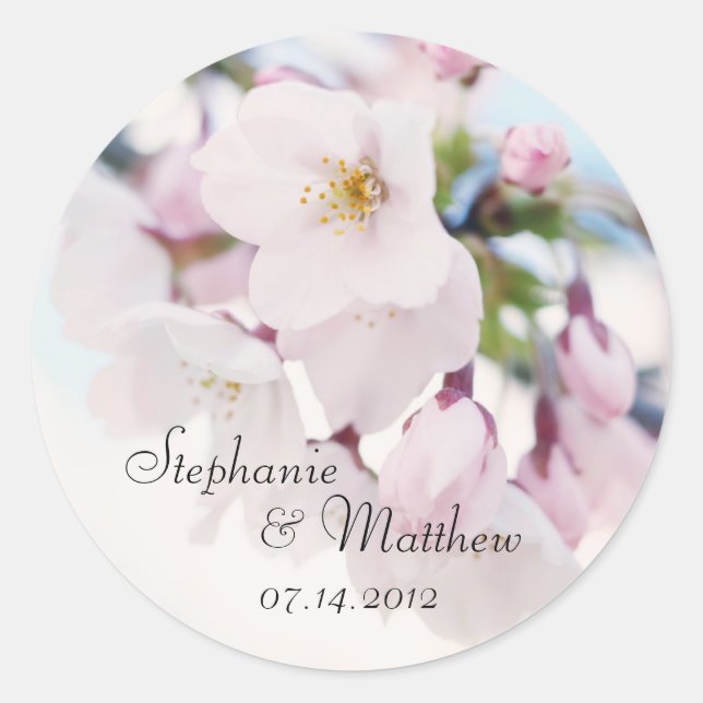 Adesivo Cherry Blossoms Wedding Favor Label (Frente)