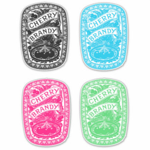 Adesivo Cherry Brandy Vintage Lables Booze Álcool art