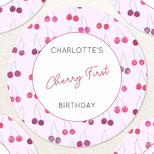 Adesivo Cherry First Birthday Personated Watercolor