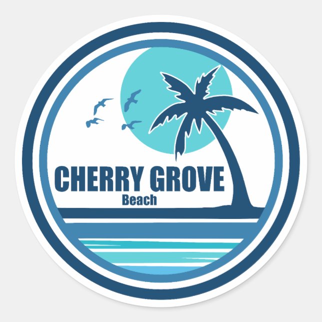 Adesivo Cherry Grove Beach South Carolina Palm Tree Birds (Frente)