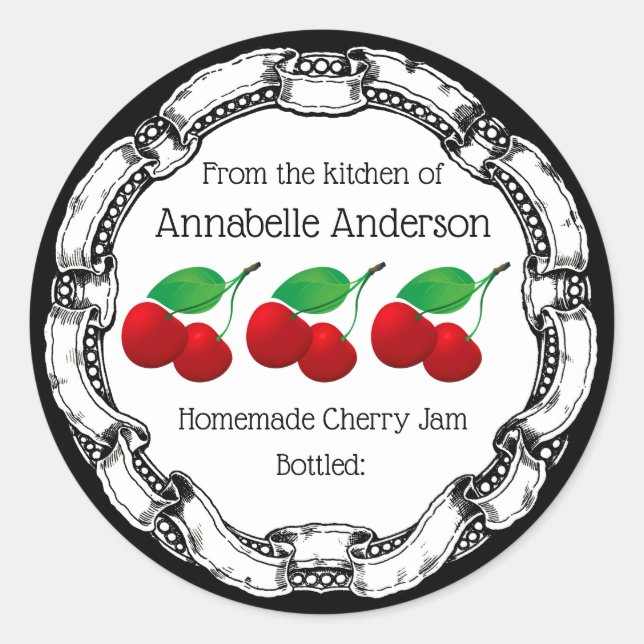 Adesivo Cherry Jam Label Personalize (Frente)