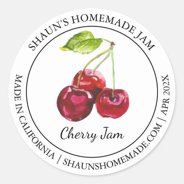 Adesivo Cherry Jam Modern label (Frente)