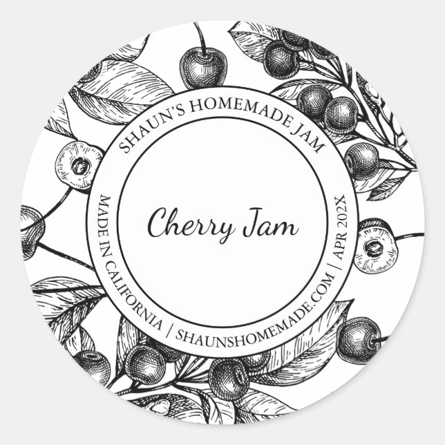 Adesivo Cherry Jam Sketch Modern label (Frente)