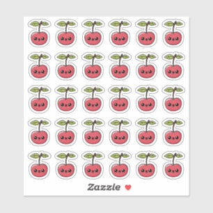 Adesivo Cherry Kawaii - Fruta bonita com rosto sorridente