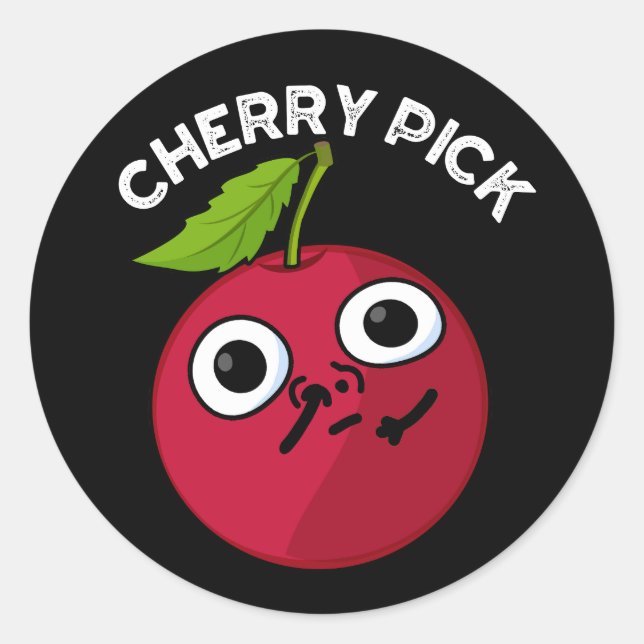 Adesivo Cherry Pick Funny Fruta Pun Dark BG (Frente)