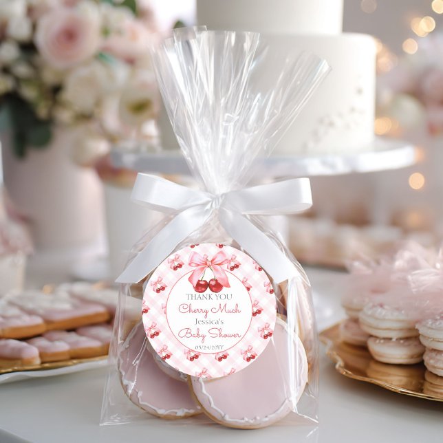 Adesivo Cherry Pink Bow Baby Shower (Criador carregado)
