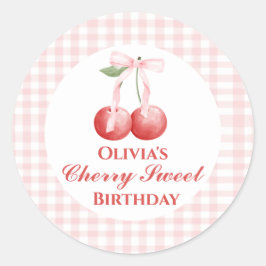 Adesivo Cherry Sweet aniversário Gingham, Arco Rosa