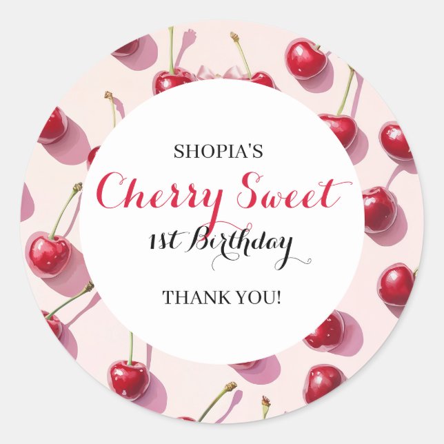 Adesivo Cherry Sweet primeiro aniversario (Frente)