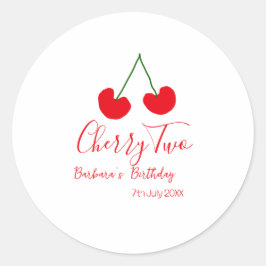Adesivo Cherry two 2nd birthday red cherry kids simple 
