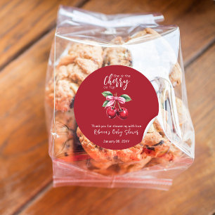 Adesivo Cherry Vermelho no Chá de fraldas do Arco Rosa Coq