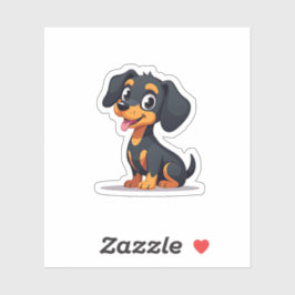 Adesivo Cherubic Kawaii Dachshund, Orelhas e Língua Alegre