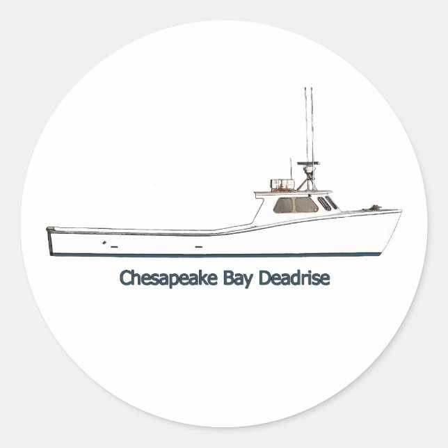 Adesivo Chesapeake Bay Deadrise Boat (com título) (Frente)