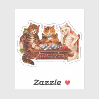 Adesivo Chess 1903 Retro Cats Checkmate Reproduzindo Chess