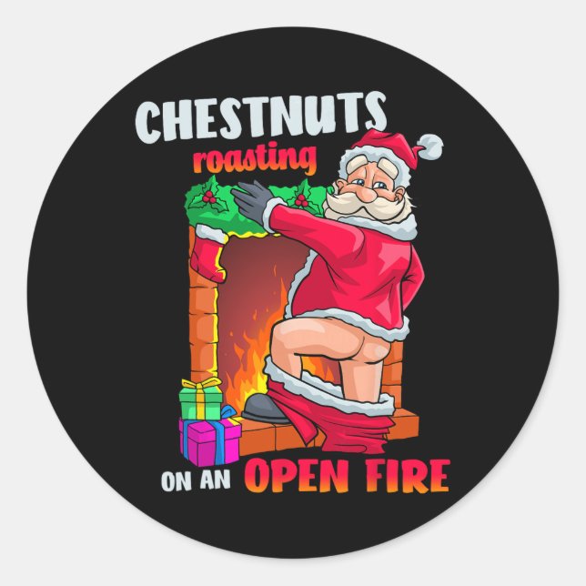 Adesivo Chest Nuts Roasting Funny Naughty Santa Dirty Food (Frente)