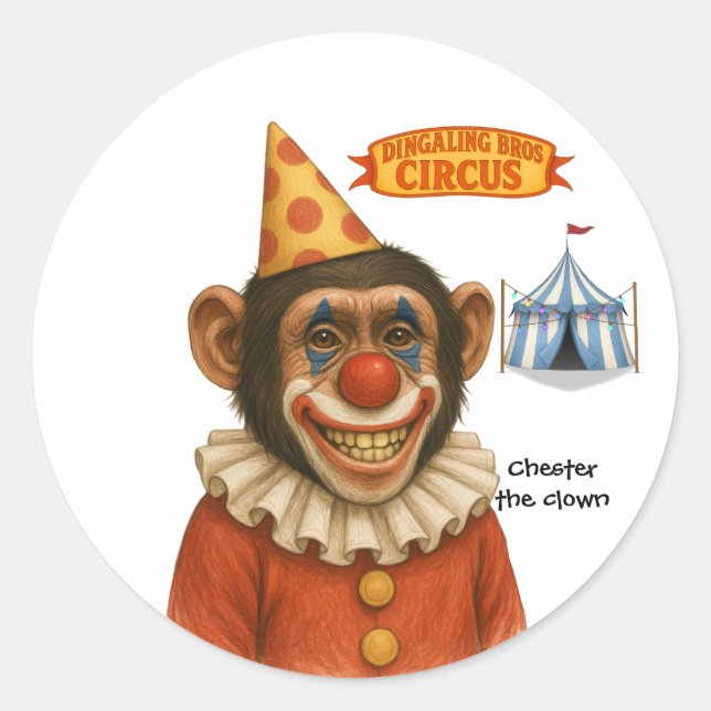 Adesivo Chester o palhaço chimpanzé (Frente)