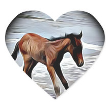 Chestnut Foal Brincando no vinheta-redondo-oceânic