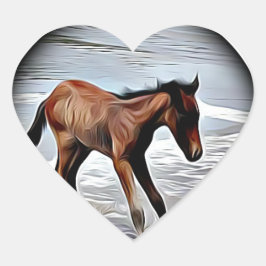 Adesivo Chestnut Foal Brincando no vinheta-redondo-oceânic