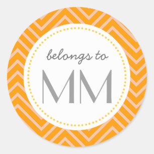 Adesivo Chevron alaranjado Monogrammed - Tag de DIY