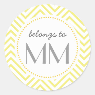 Adesivo Chevron amarelo Monogrammed - Tag de DIY