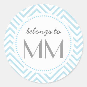 Adesivo Chevron azul Monogrammed - Tag de DIY