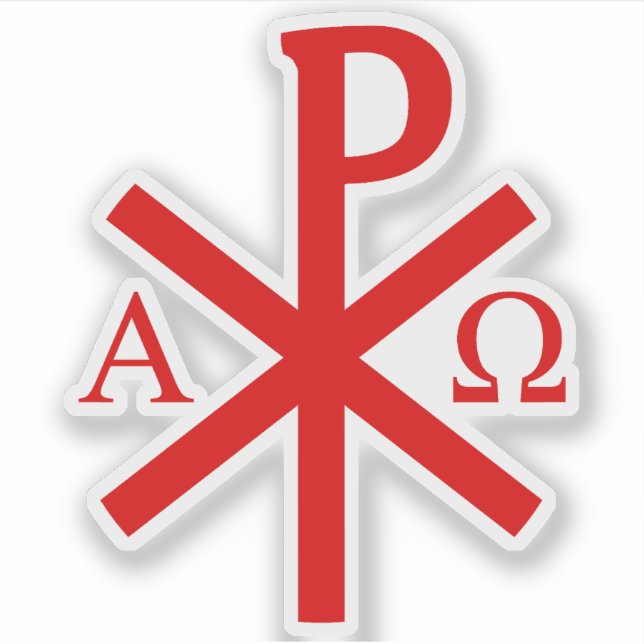 Adesivo Chi-Rho Cross - v2 (vermelho) (Frente)
