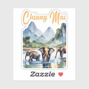 Adesivo Chiang Mai Elephants Watercolor