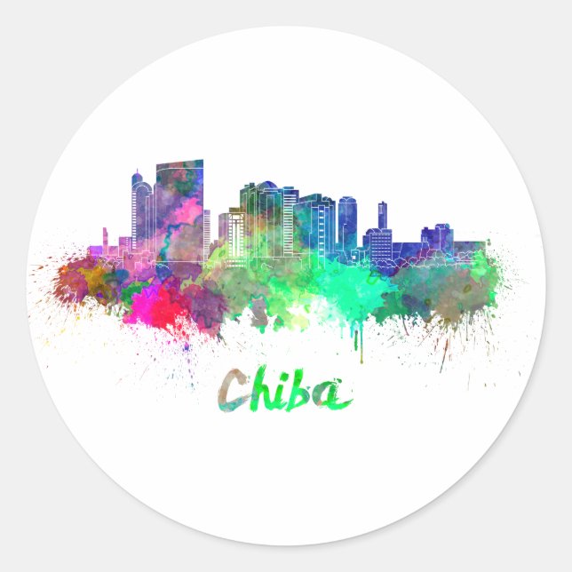 Adesivo Chiba skyline in watercolor (Frente)
